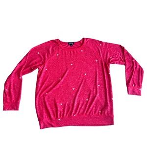 Buffalo David Bitton Red with Pink Heart Sweater Size Large